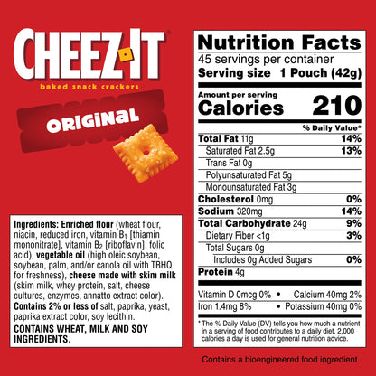 미국직구 치즈잇 Baked Snack Crackers, Cheddar, 1.5 oz, 45 ct