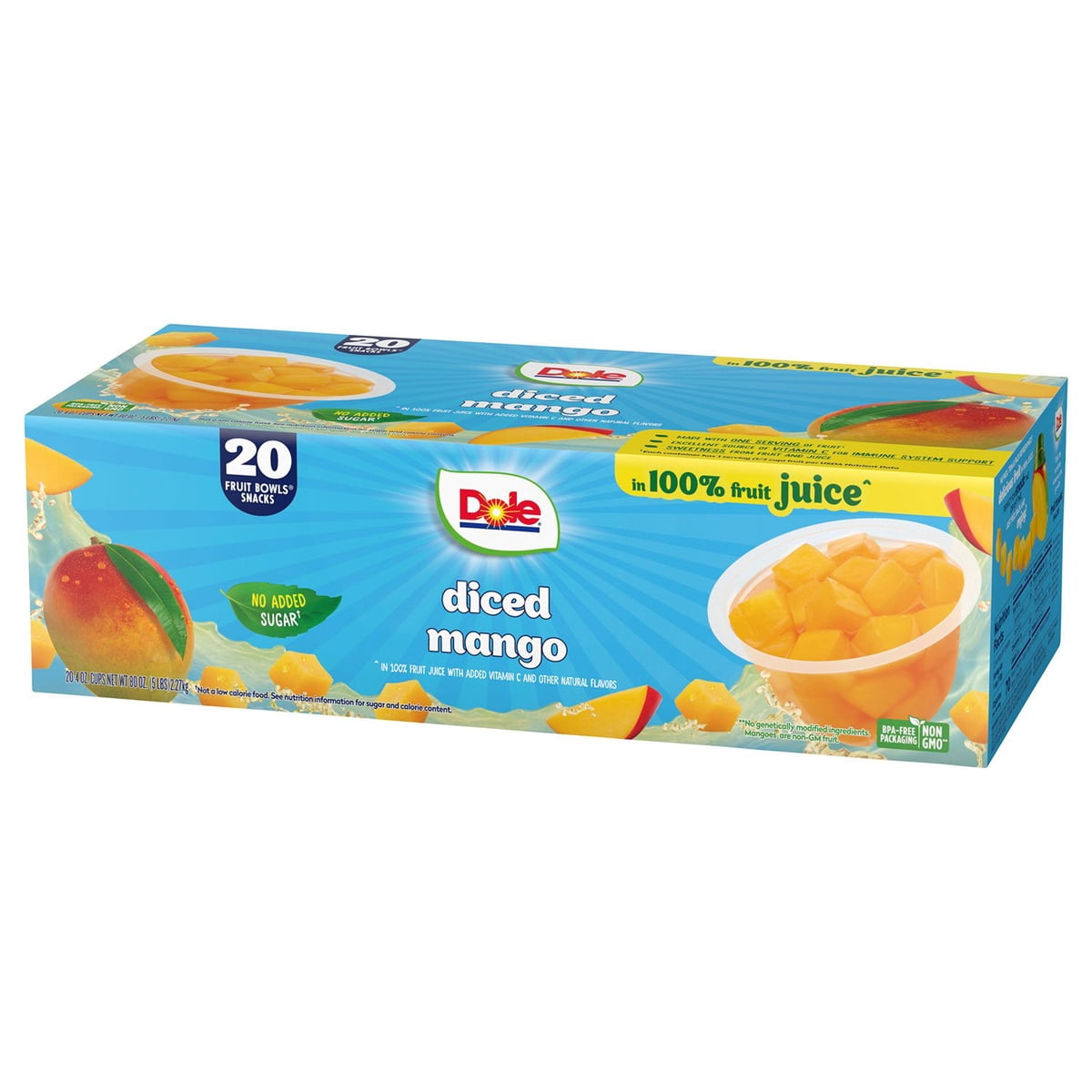 미국직구 Dole Fruit Bowls 113g / Dole Fruit Bowls Diced Mango in 100% Juice, 113g, 20 pk. 3