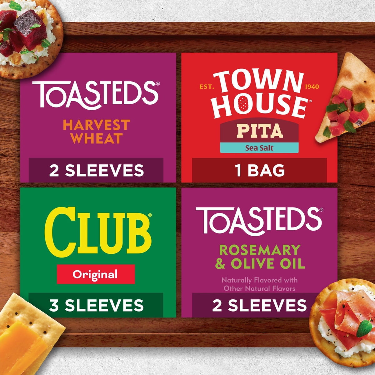 미국직구 Toasteds Club Town 과자 1.1kg / Toasteds Club Town House Charcuterie Cracker Collection 3