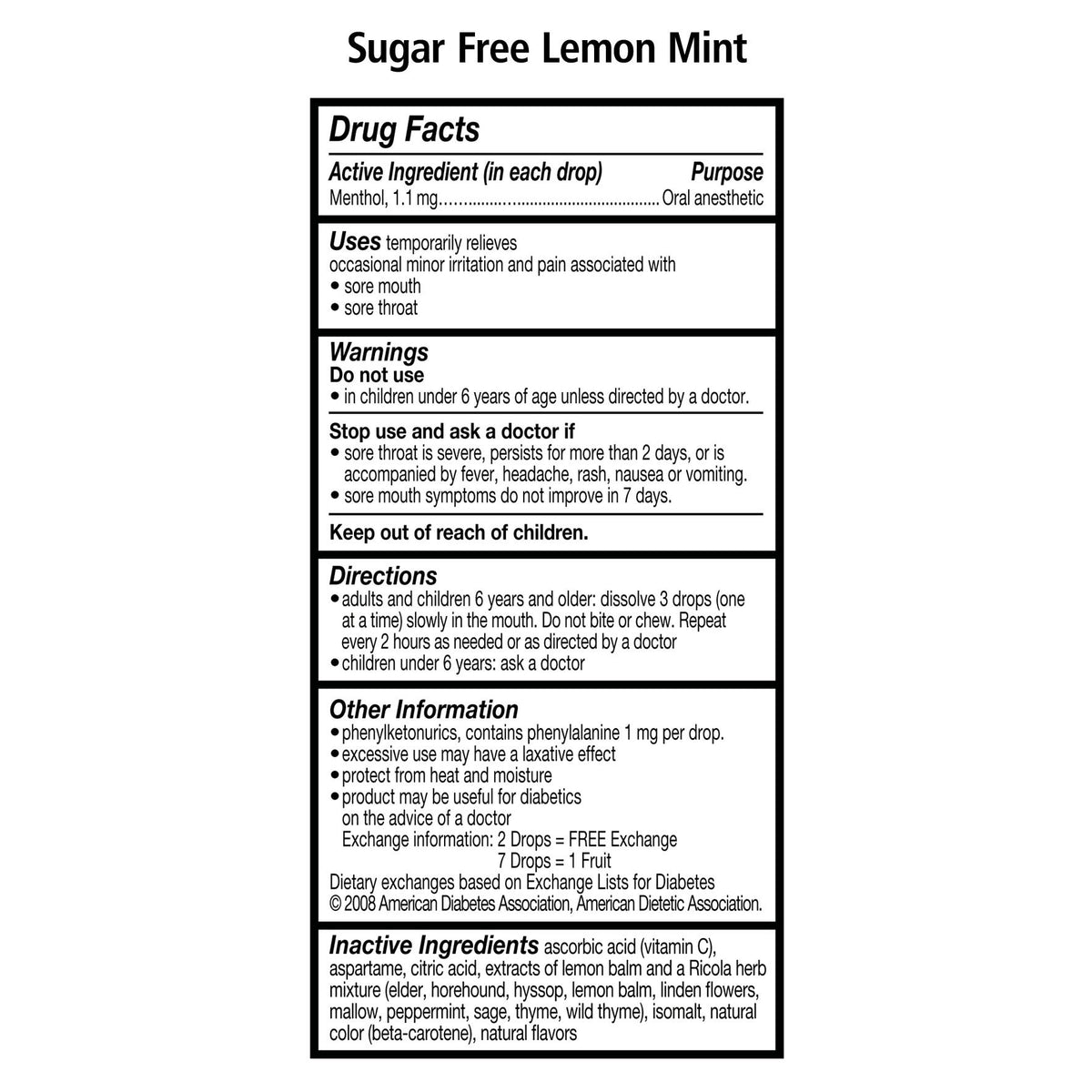 미국직구 생활건강 Ricola Sugar Free Lemon Mint Drops, 210 Drops