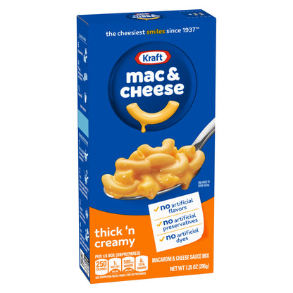 미국직구 크래프트 and Cheese, 1 Box, for Easy Dinner or Dinner Sides, Thick 'n Creamy, No Artificial Flavors, Preservatives or Dyes, 7.25 oz