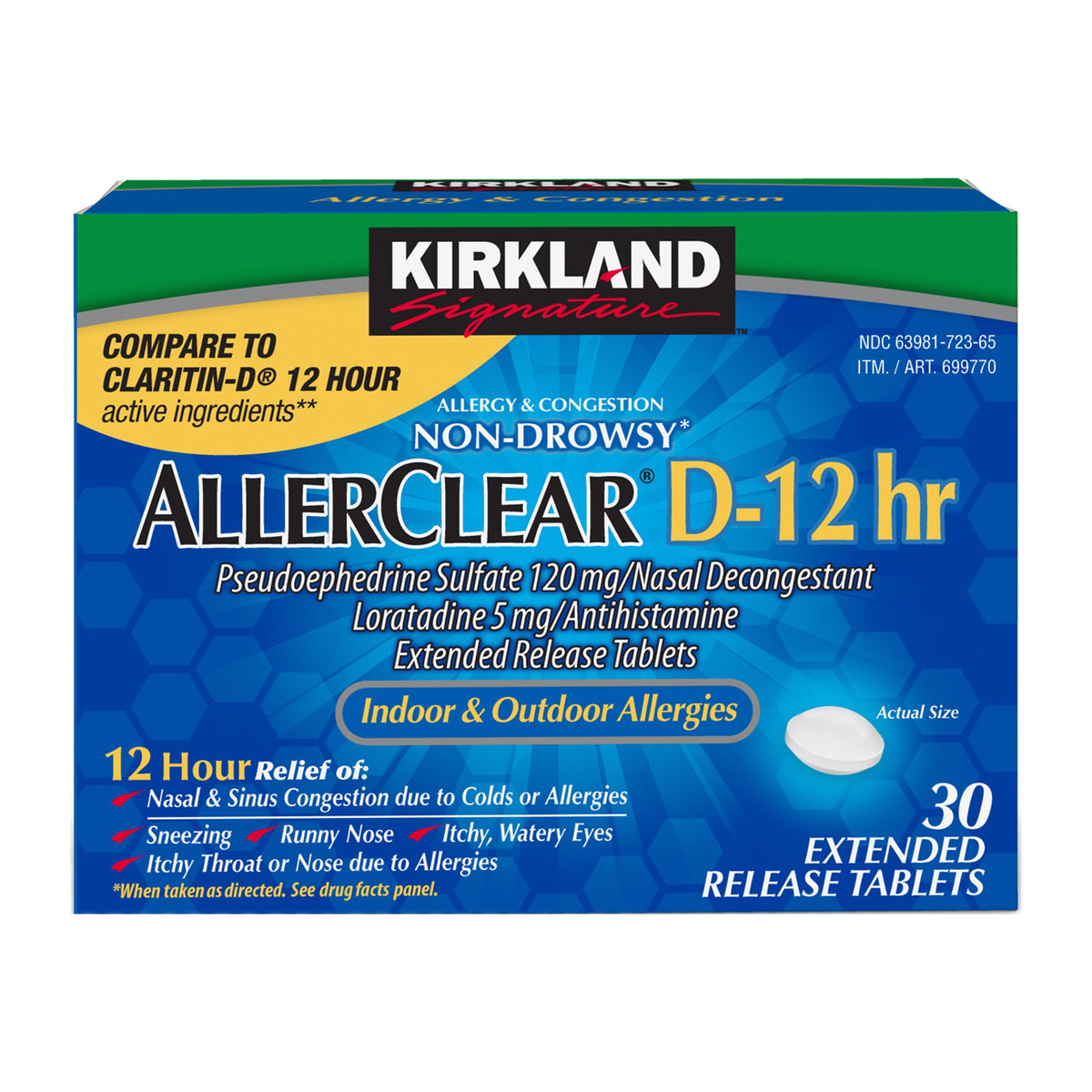 미국직구 커클랜드 알레르기약 Kirkland Signature AllerClear-D Indoor/Outdoor Allergy Tablets