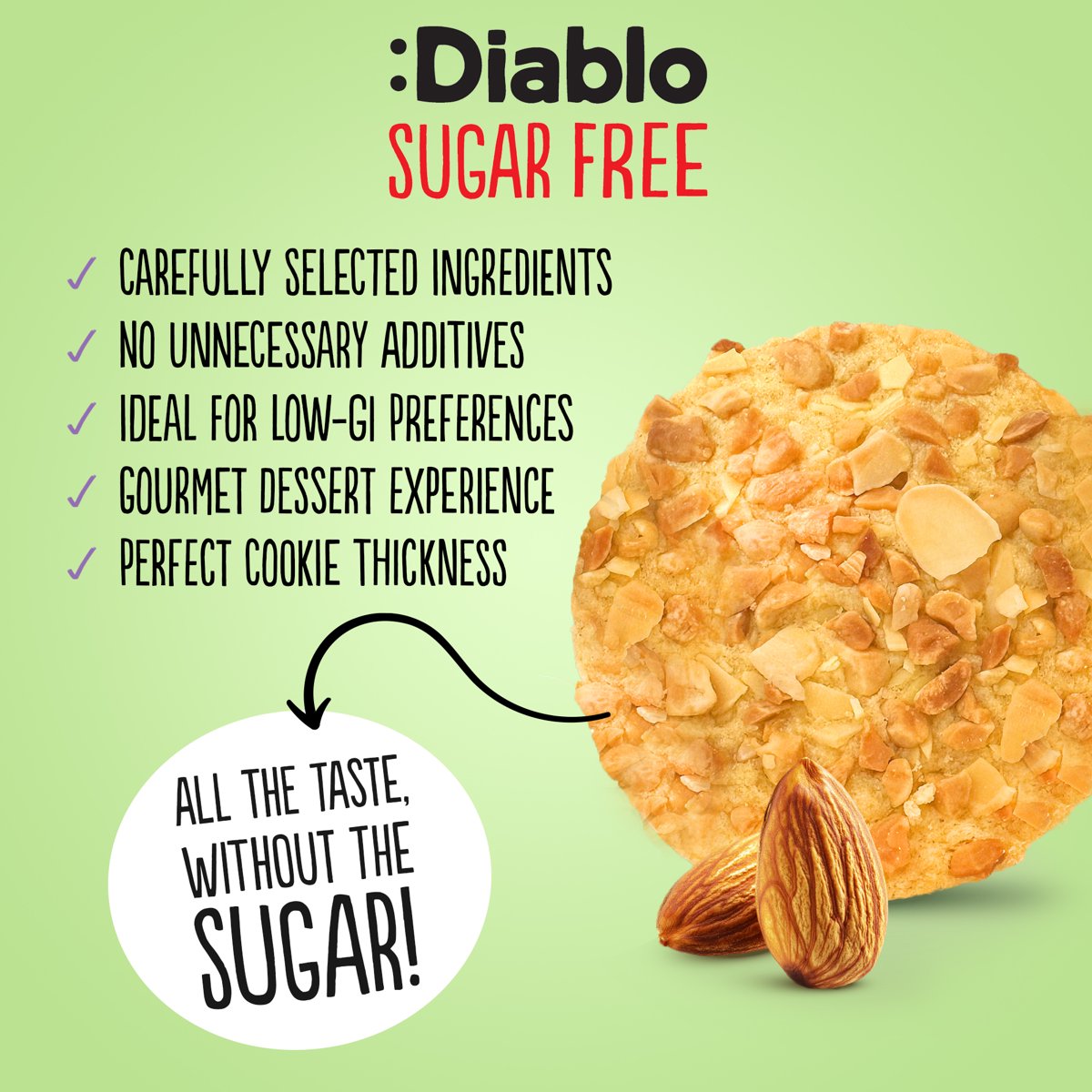 미국직구 Diablo No Added 견과 / Diablo No Added Sugar Almond Biscuits, Low Sugar Cookies with Ma 4