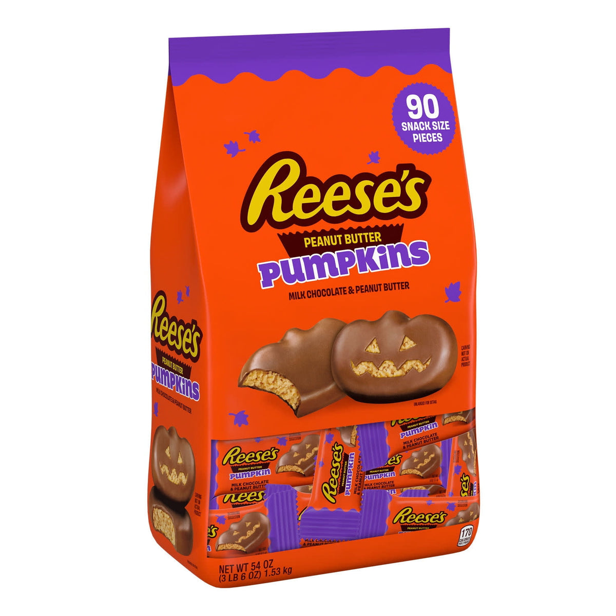 미국직구 리세스 Milk Chocolate Snack Size Peanut Butter Cups Halloween Candy, Bulk Bag 54 oz, 90 Pieces