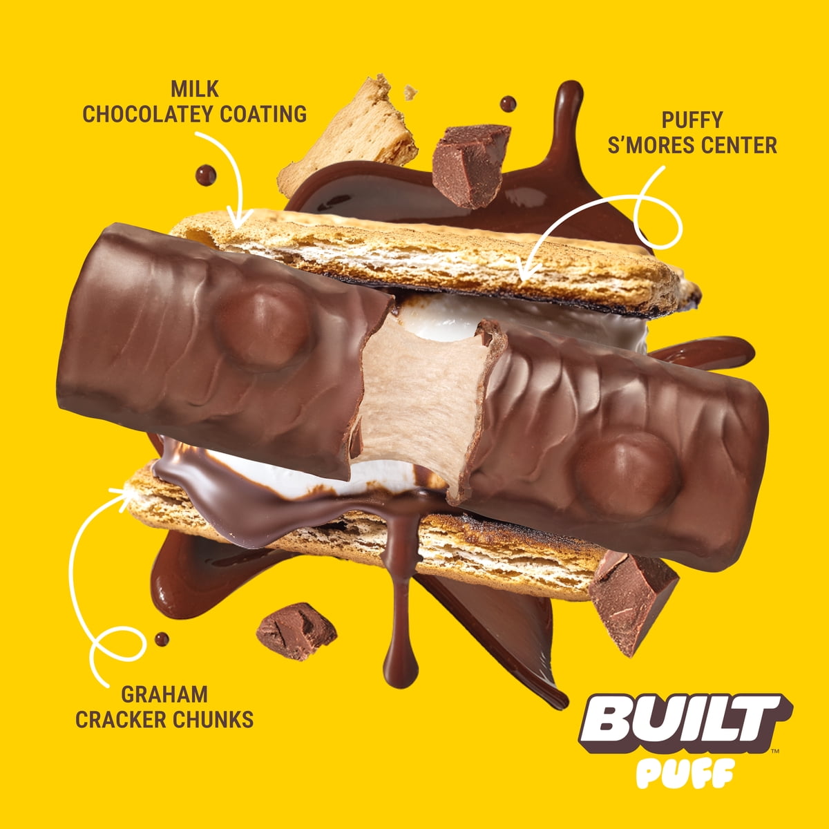 미국직구 BUILT Puff 프로틴 43g 2팩 / BUILT Puff Protein Bar, S'mores Chunk, 15g Protein, Collagen, 2