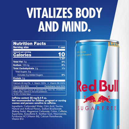 미국직구 레드불 Sugarfree Energy Drink, 8.4 fl. oz. Can, 80mg Caffeine, Taurine & B Vitamins