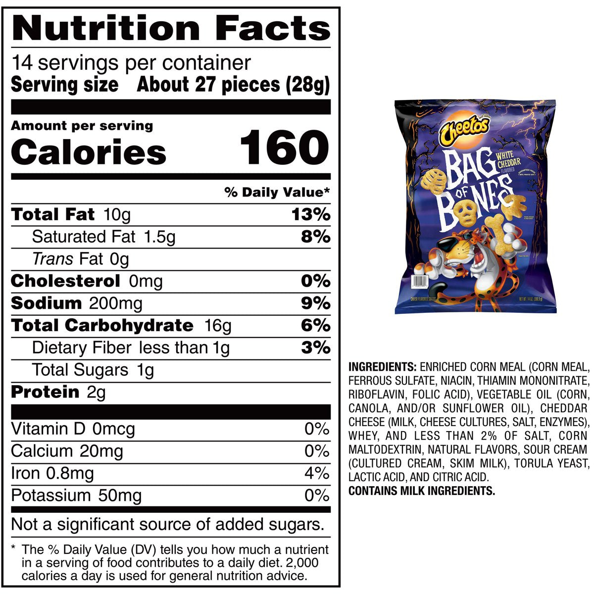 미국직구 Cheetos Bag of 397g / Cheetos Bag of Bones White Cheddar Flavored Cheese Snacks, 397g 2