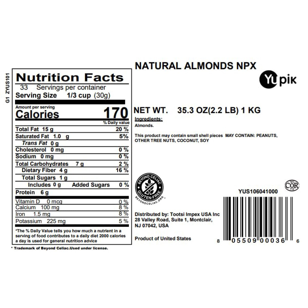 미국직구 Yupik Raw California 견과 57g / Yupik Raw California Almonds, Large Size, 1 Bag, 2.2 lb 2
