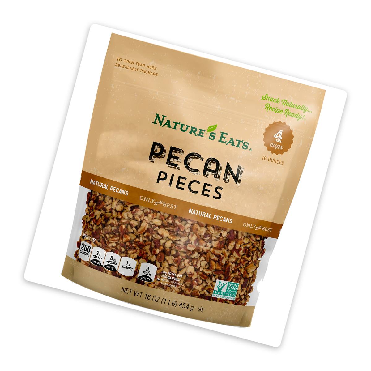미국직구 3 Pack Nature's 견과 454g 3팩 / 3 Pack | Nature's Eats Pecan Pieces, 1 Bag, 454g, with B 2