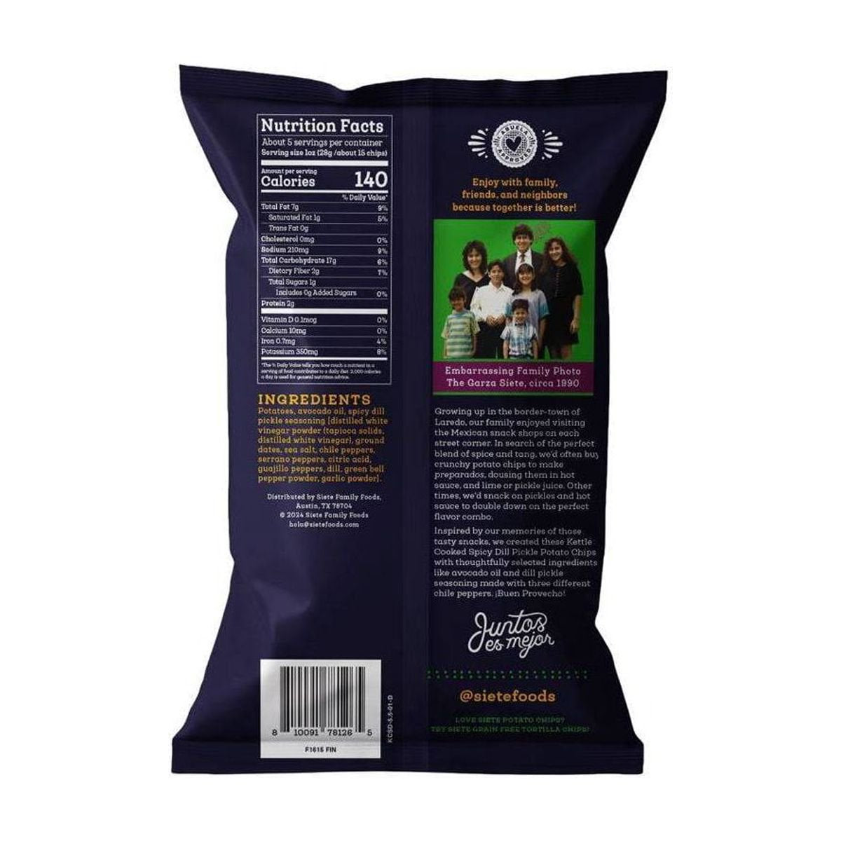 미국직구 156g 12팩 / (Pack Of 12) Siete Potato Chips Spicy Dill Pickle 156g 2