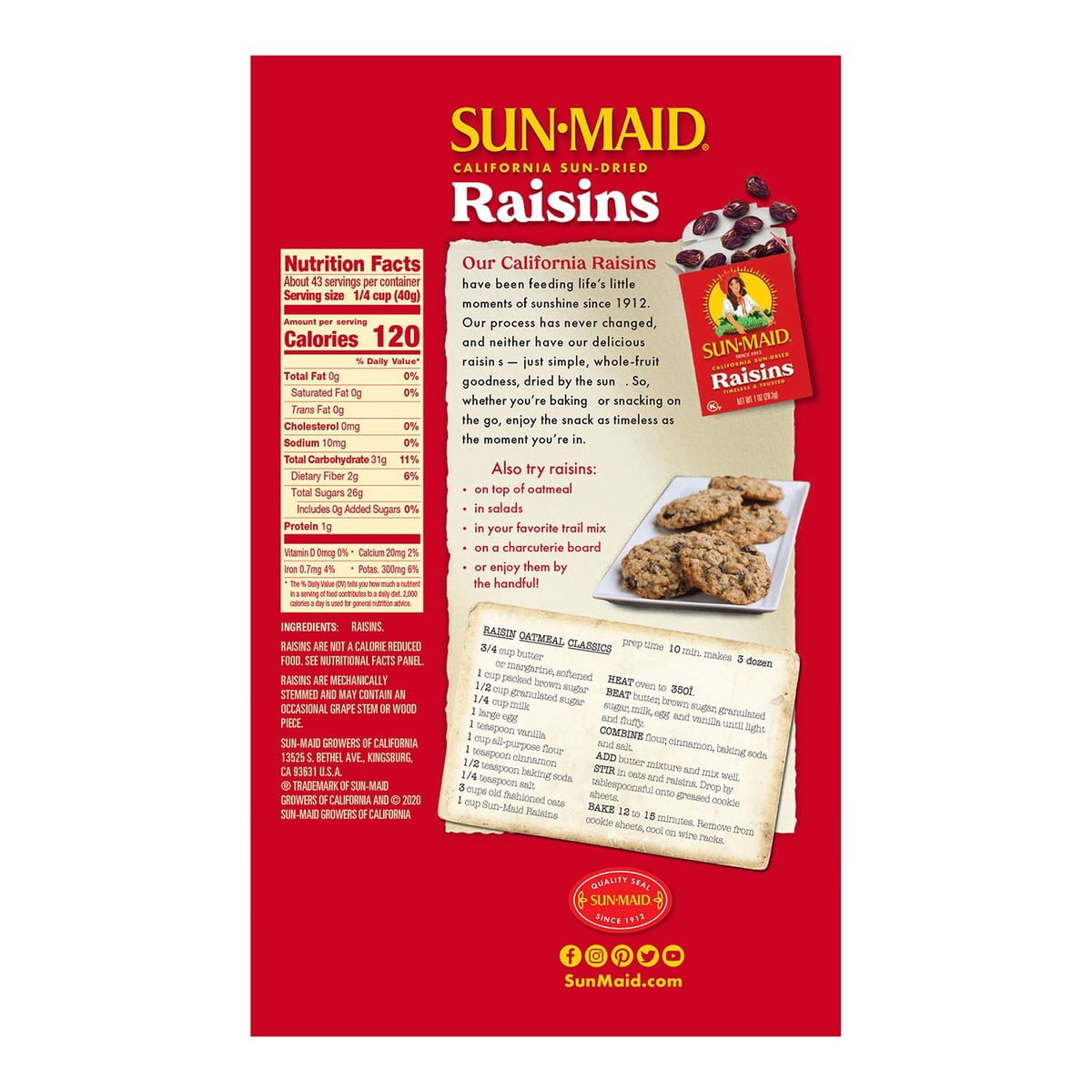 미국직구 Sun-Maid California Sun-Dried 850g / Sun-Maid California Sun-Dried Raisins, 850g, 2 p 2