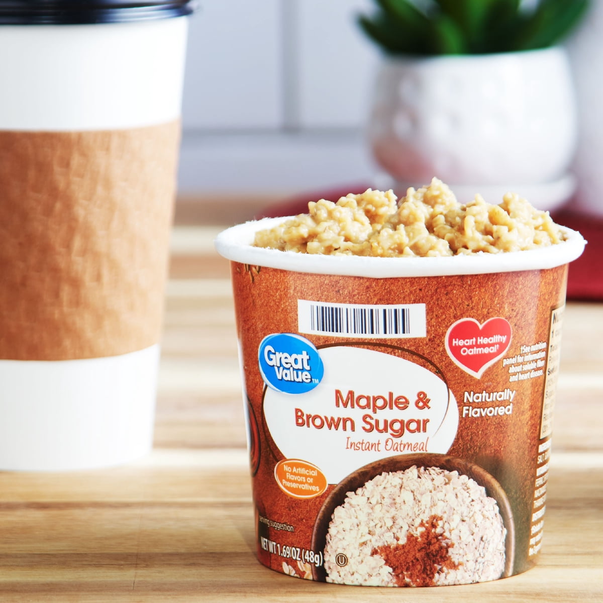 미국직구 Great Value Maple 48g 2팩 / Great Value Maple and Brown Sugar Instant Oatmeal Cup, 48g 2