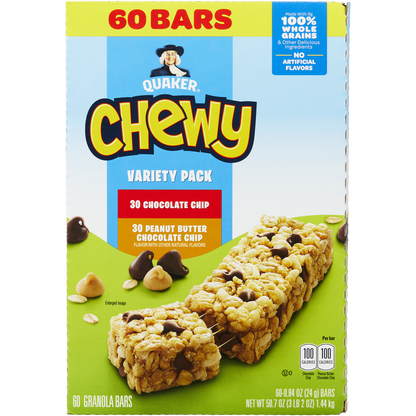 미국직구 퀘이커 Chewy Granola Bar, Variety Pack, 0.84 oz, 60 ct
