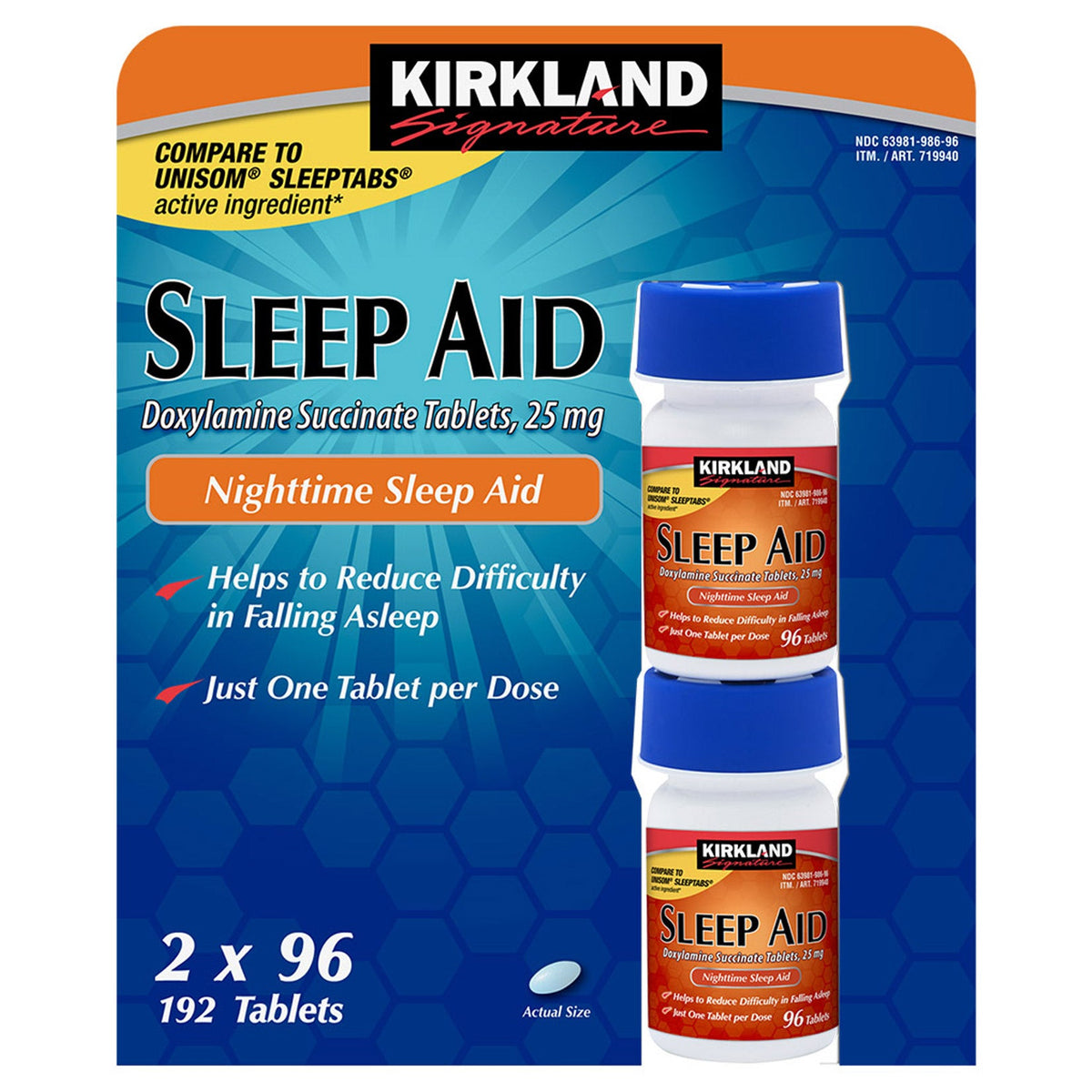 미국직구 커클랜드 나이트타임 수면 보조제 Kirkland Signature Nighttime Sleep Aid, 192 Tablets