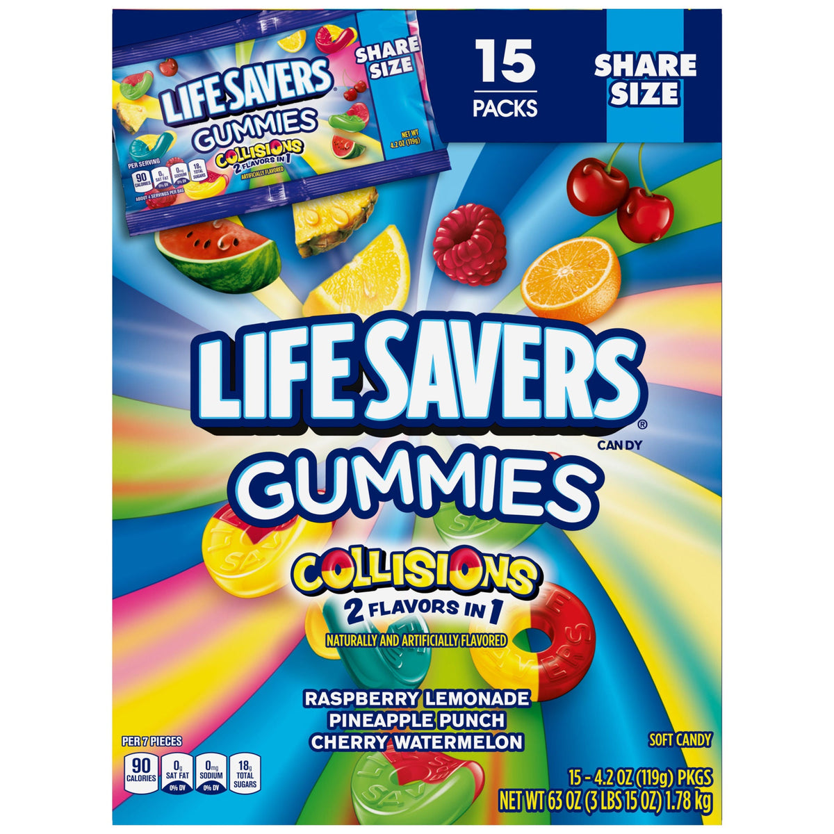 미국직구 Life Savers Gummies Collisions, 4.2 oz, 15 ct