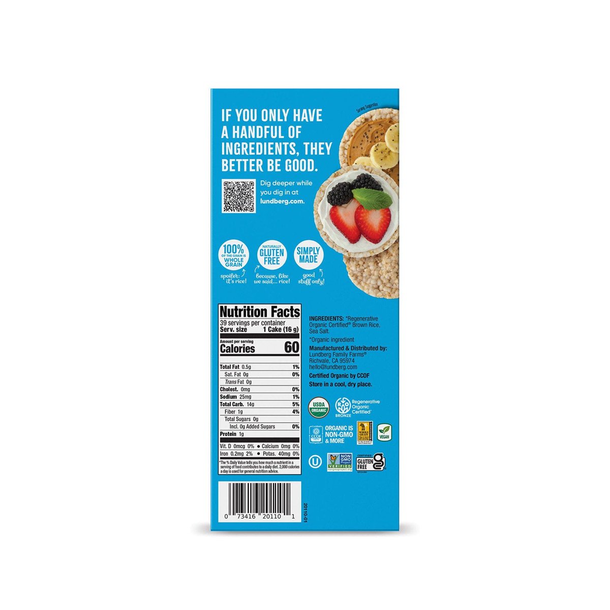 미국직구 Lundberg Family Farms 201g / Lundberg Family Farms Organic Lightly Salted Rice Cakes, 5