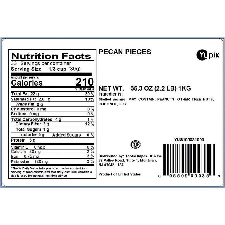 미국직구 Yupik Raw Pecans 견과 57g / Yupik Raw Pecans, Medium Pieces, 1 Bag, 2.2 lb, with Bybies 5