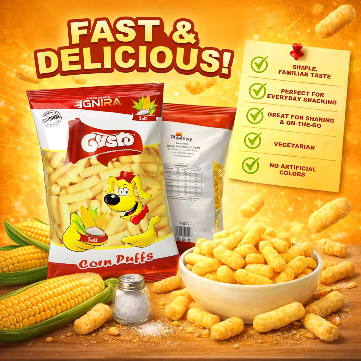 미국직구 Gusto Salted Corn 85g / Gusto Salted Corn Puffs from IGNIRA, Crunchy Corn Puffs Snack 3
