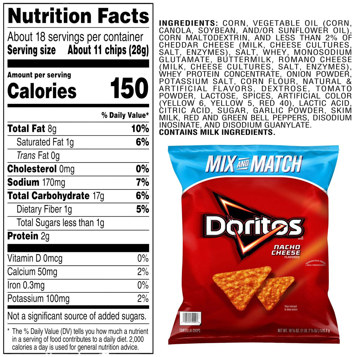 미국직구 Doritos Nacho Cheese 521g / Doritos Nacho Cheese Flavored Tortilla Chips, 521g 2