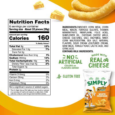 미국직구 Cheetos Simply 170g / Cheetos Simply White Cheddar Puffs Snacks - 170g 4