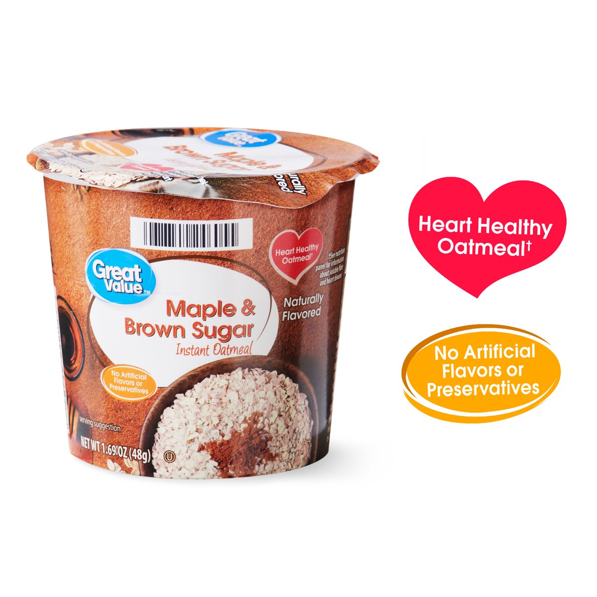 미국직구 Great Value Maple 48g 2팩 / Great Value Maple and Brown Sugar Instant Oatmeal Cup, 48g 4