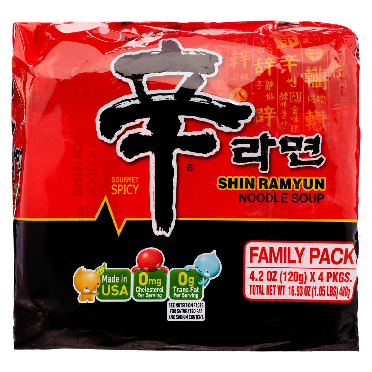 미국직구 Nongshim Shin Ramyun 114g / Nongshim Shin Ramyun Spicy Beef Ramen Noodle Soup Pack, 1 4