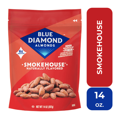 미국직구 블루다이아몬드 (6 pack)  Almonds, Smokehouse Flavored Snack Nuts Perfect for Snacking, 14oz Resealable Bag