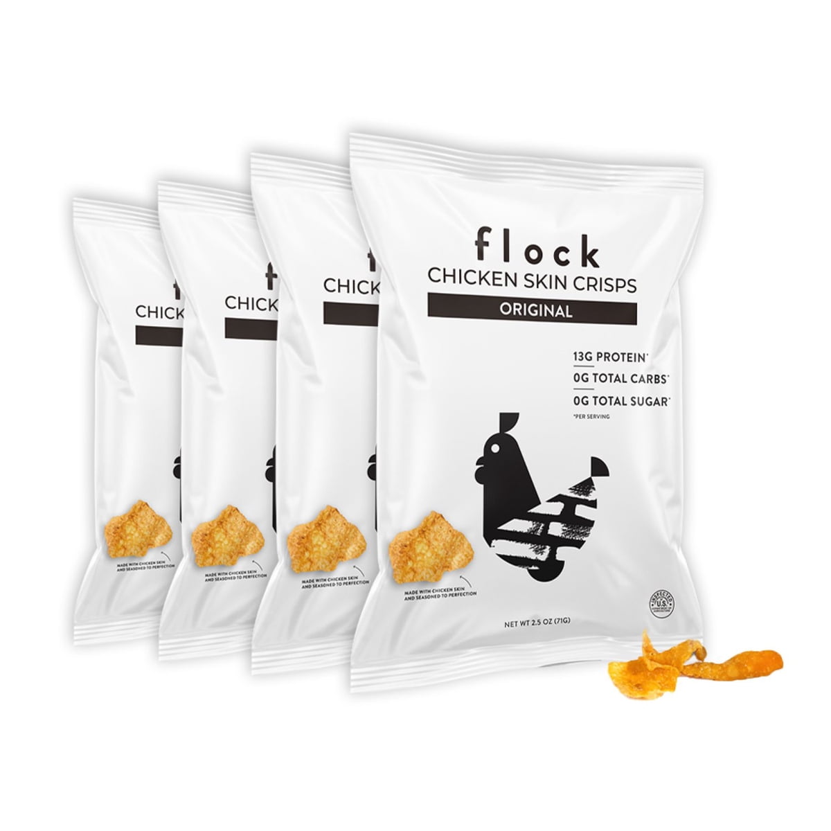 미국직구 Flock 71g / Flock 13g Chicken Skin Crisps Original, 71g, 4 pk. 5