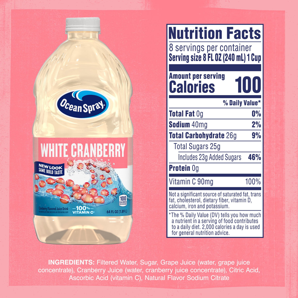 미국직구 오션스프레이 ® White Cranberry Juice Drink, 64 fl oz Bottle