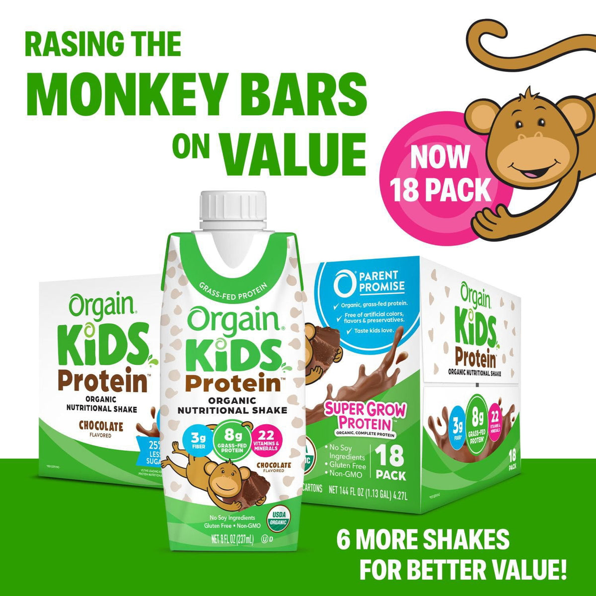 미국직구 Orgain Kids 초콜릿 237ml / Orgain Kids 8g Protein Organic Nutritional Shake, Chocolate,  4