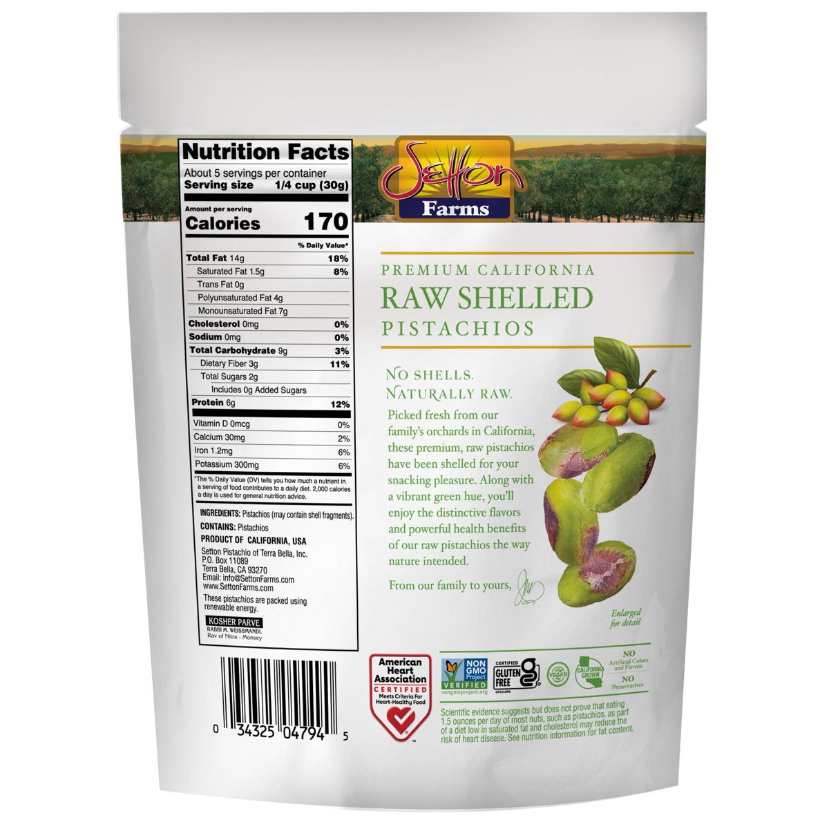 미국직구 Setton Farms Raw 142g / Setton Farms Raw Shelled Pistachios, 3 Bags x 142g Each, with 3
