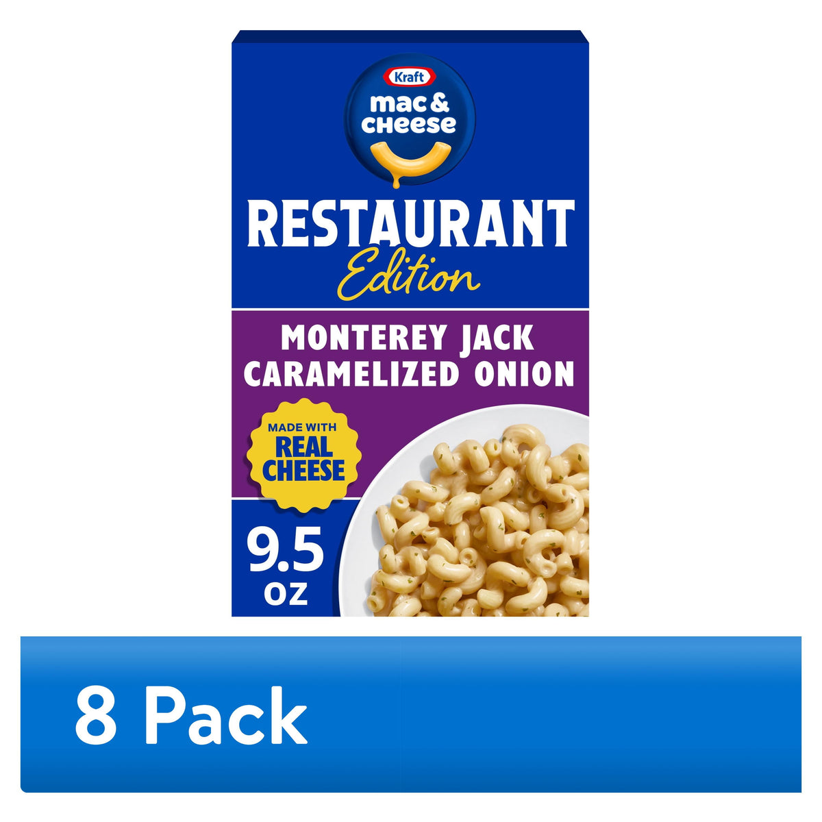 미국직구 크래프트 (8 pack)  and Cheese Restaurant Edition Macaroni and Cheese, 1 Box, for Easy Mealtime Solutions, Monterey Jack Caramelized Onion Flavored, Ma