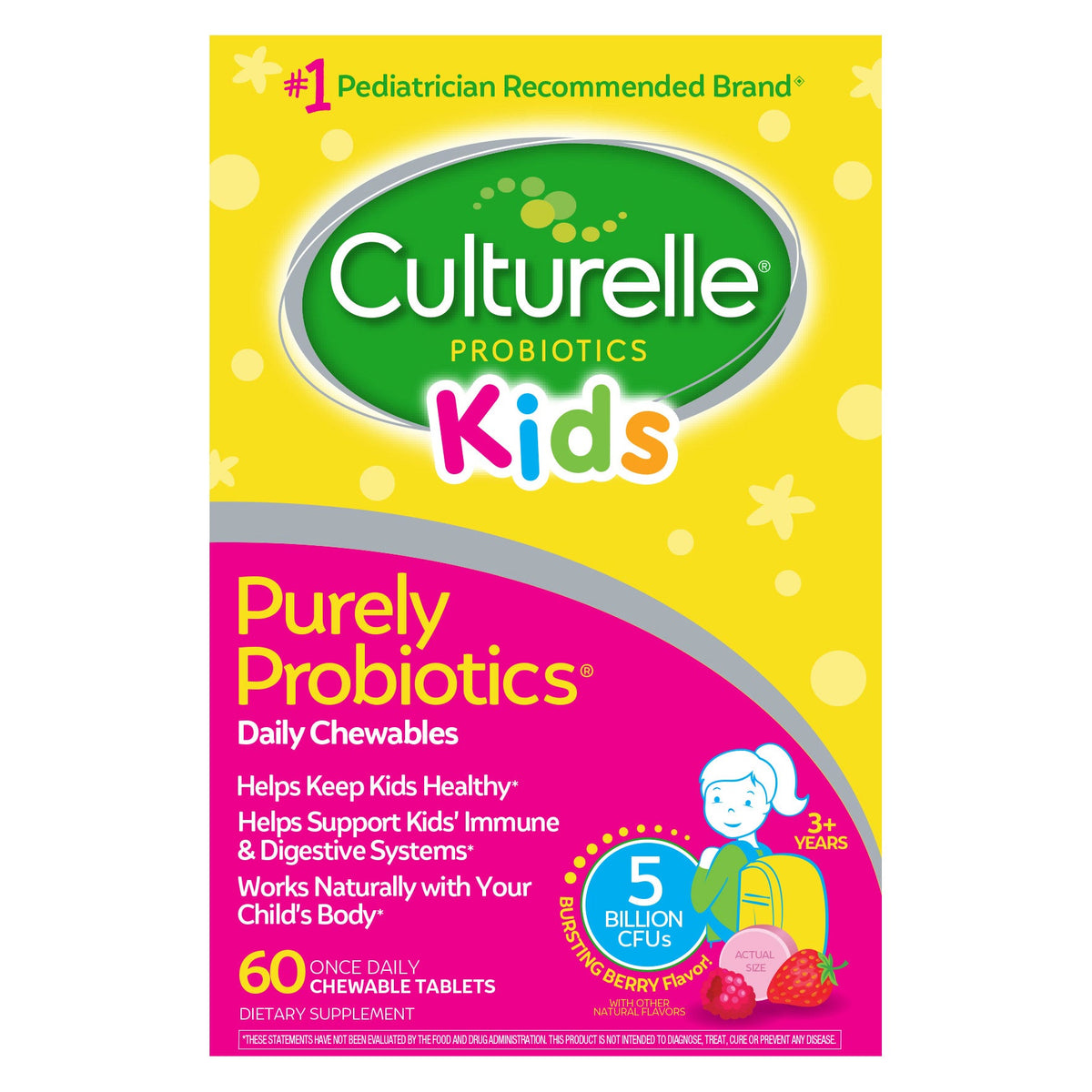 미국직구 컬쳐렐 유산균 Culturelle Kids Purely Probiotics, 60 Chewable Tablets
