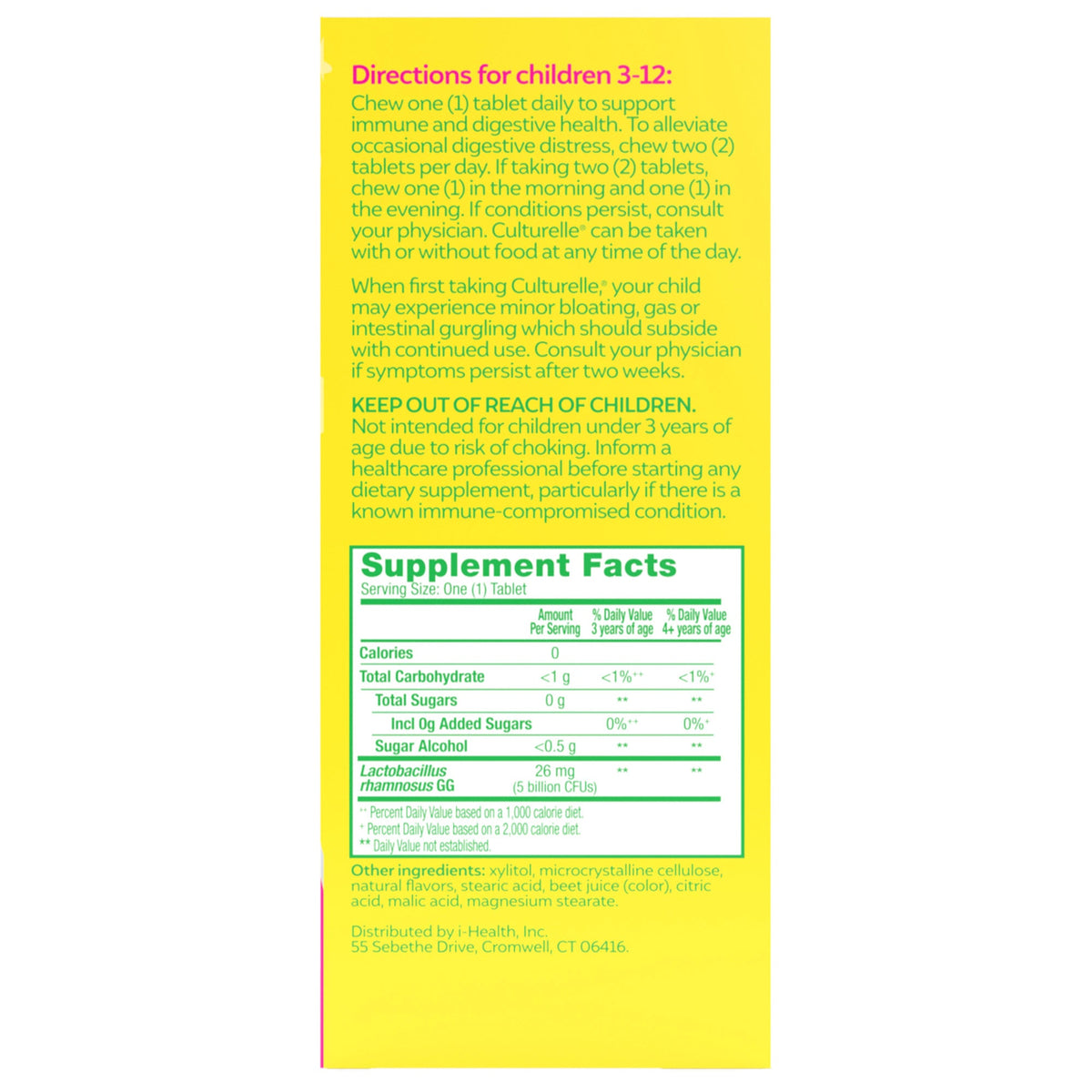미국직구 컬쳐렐 유산균 Culturelle Kids Purely Probiotics, 60 Chewable Tablets