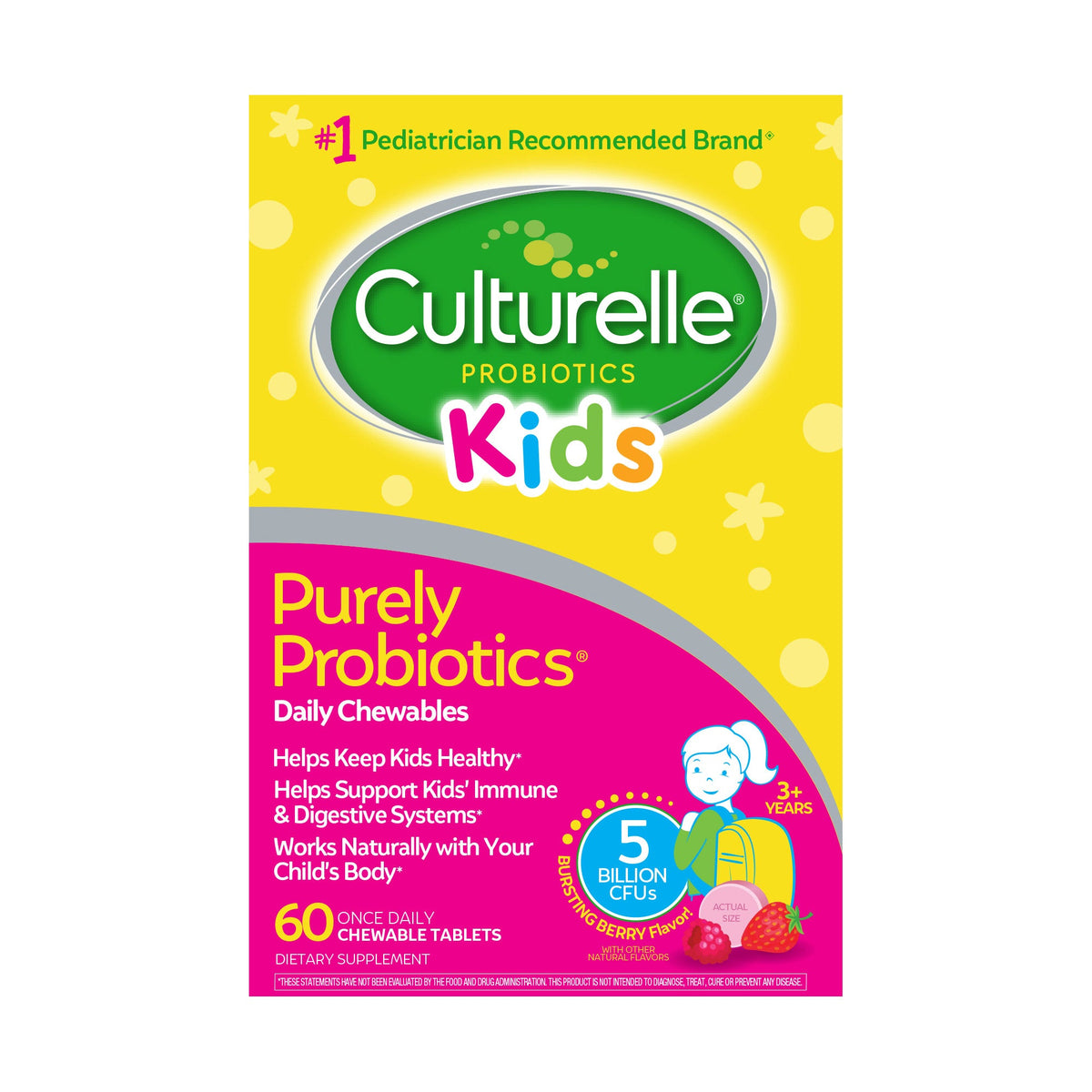 미국직구 컬쳐렐 유산균 Culturelle Kids Purely Probiotics, 60 Chewable Tablets