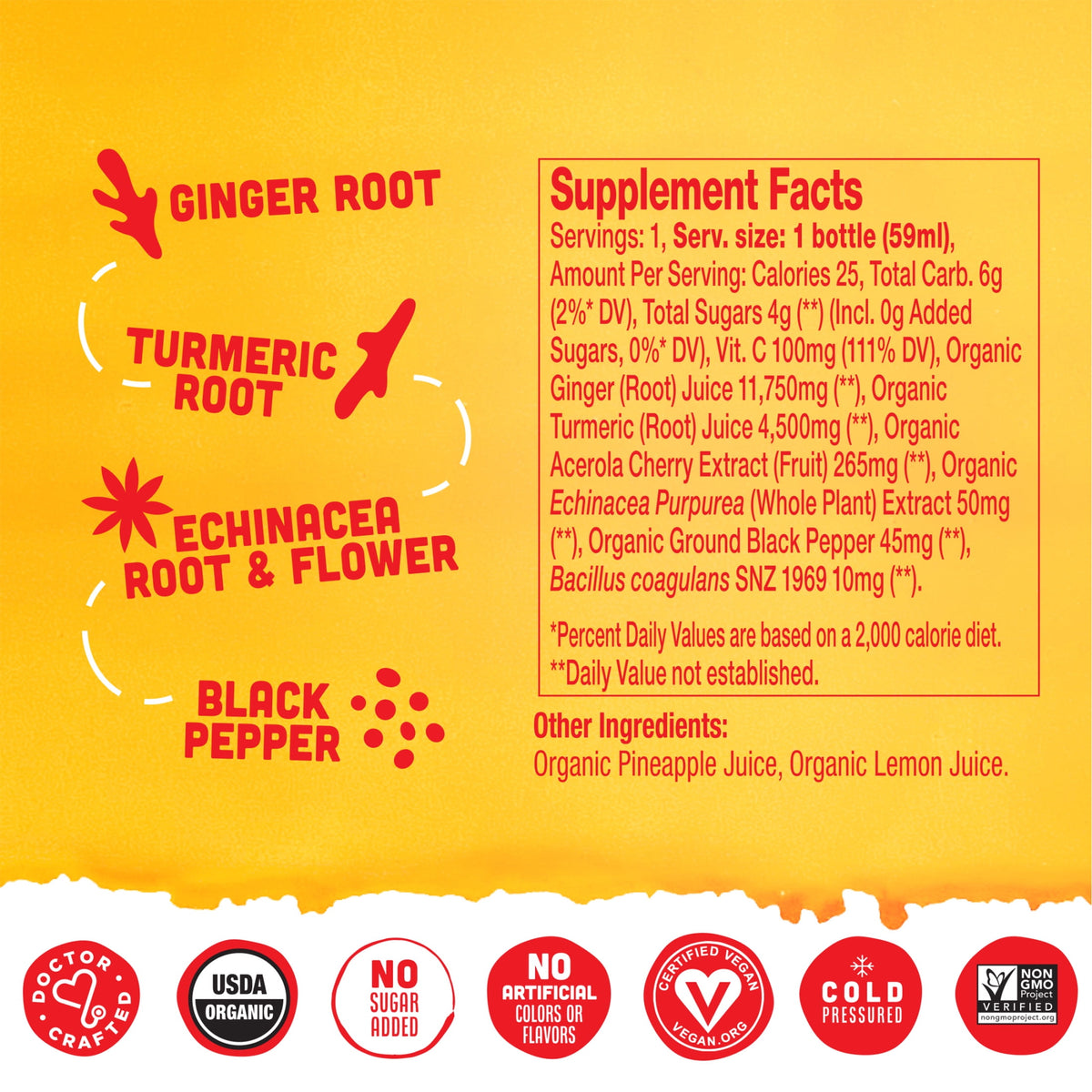 미국직구 Vive 59ml 4팩 / Vive Organic Immunity Boost Shot, Original Ginger and Turmeric Wellnes 4