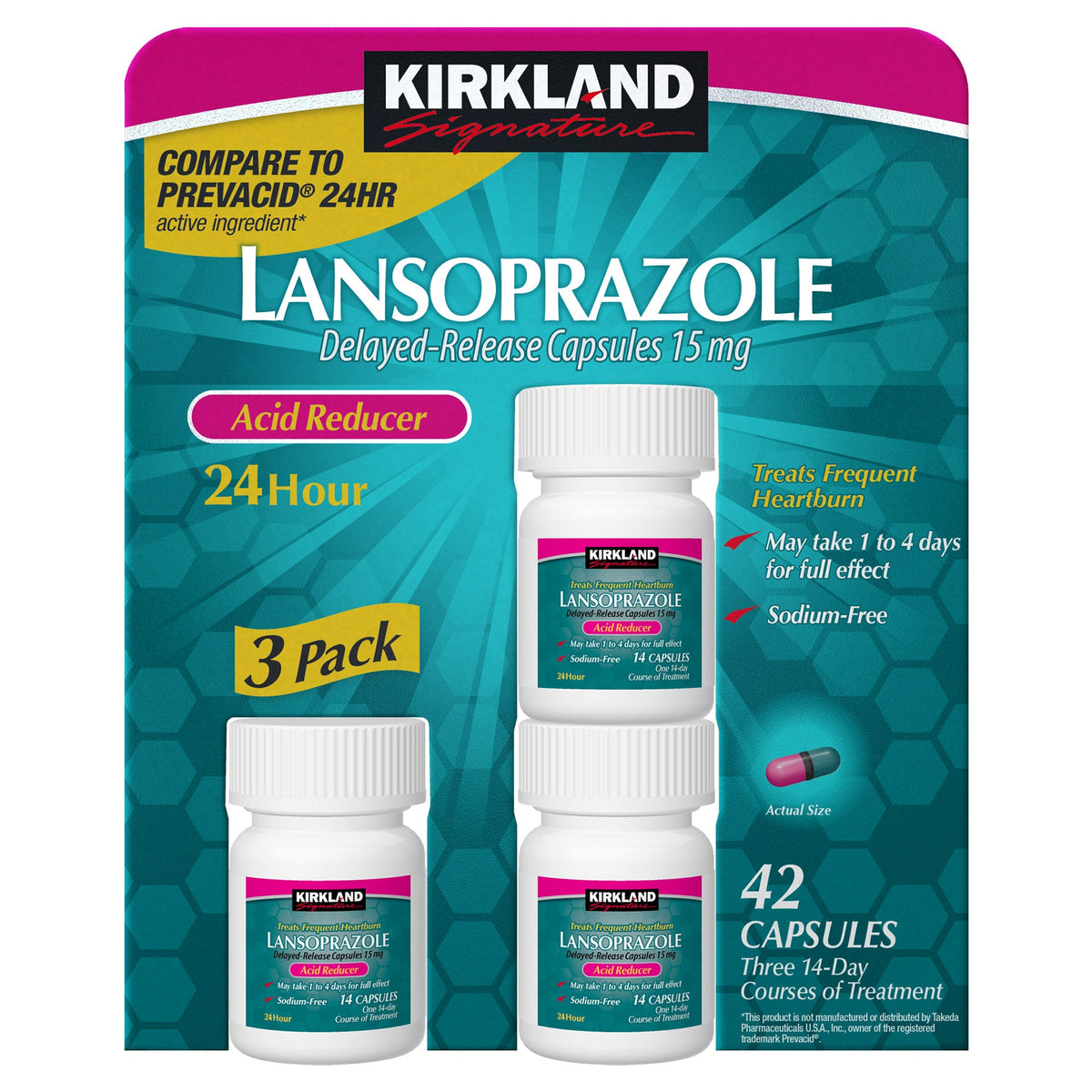 미국직구 란소프라졸 커클랜드 제산제 Kirkland Signature Lansoprazole 15 mg. Acid Reducer, 42 Capsules