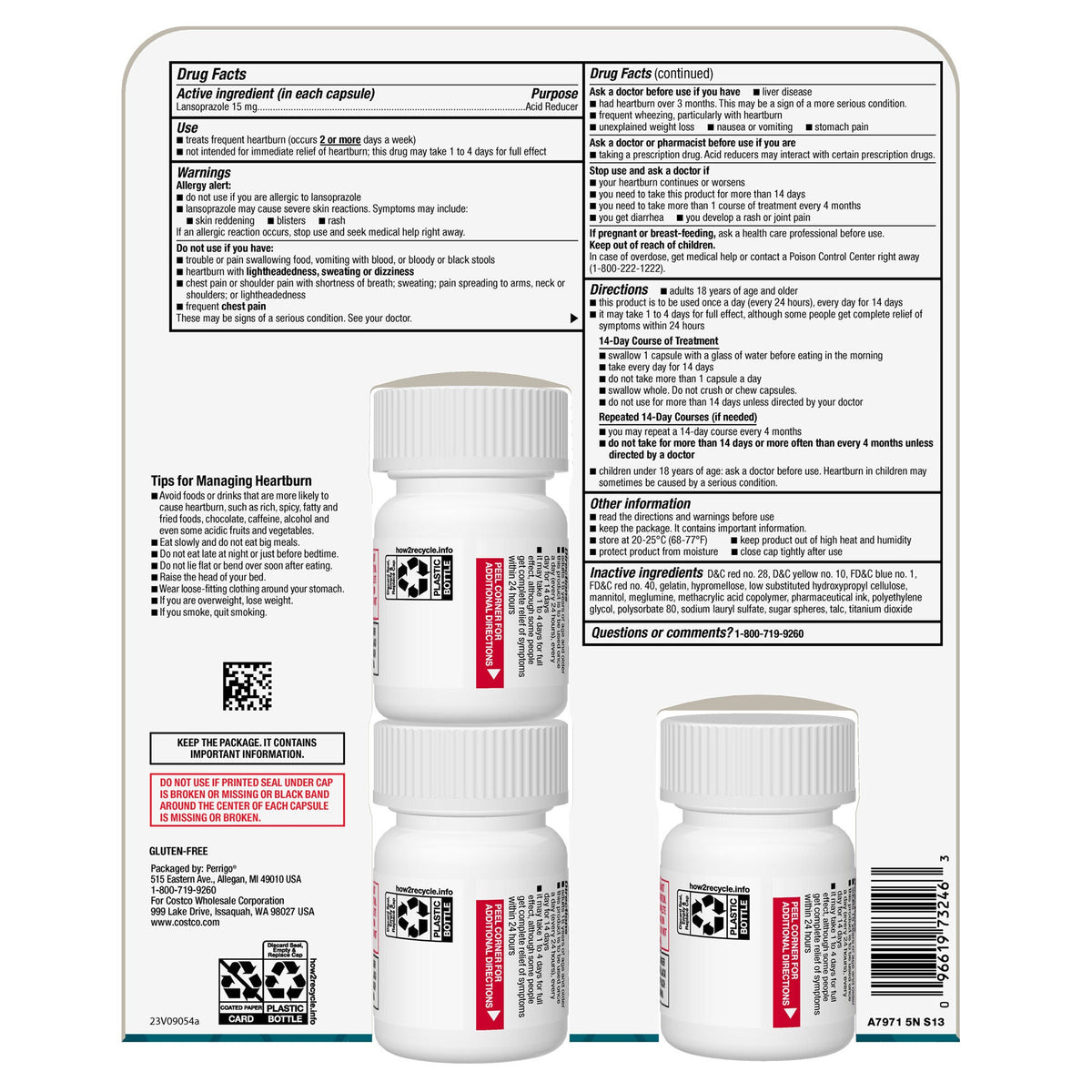 미국직구 란소프라졸 커클랜드 제산제 Kirkland Signature Lansoprazole 15 mg. Acid Reducer, 42 Capsules