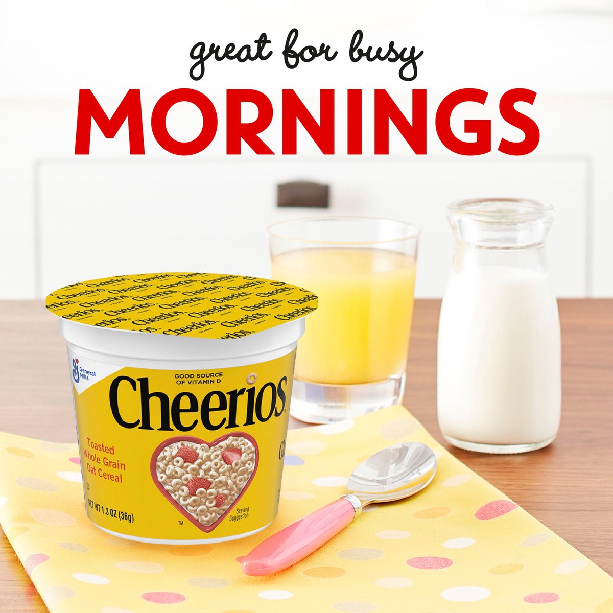 미국직구 Cheerios Breakfast Cereal 37g 2팩 / Cheerios Breakfast Cereal Cup, Gluten Free, Single 3