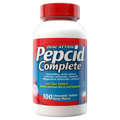 미국직구 펩시드 제산제 Pepcid Complete Dual Action Acid Reducer + Antacid, 100 Chewable Berry Tablets