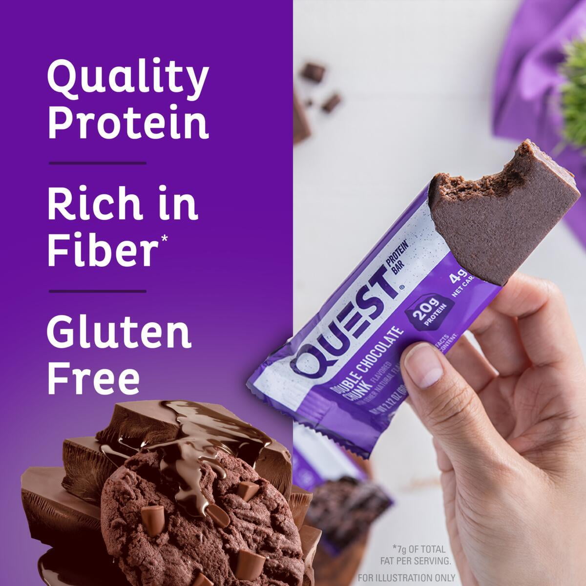 미국직구 퀘스트 Protein Bar, Double Chocolate Chunk, High Protein, Gluten-Free, 12 Count