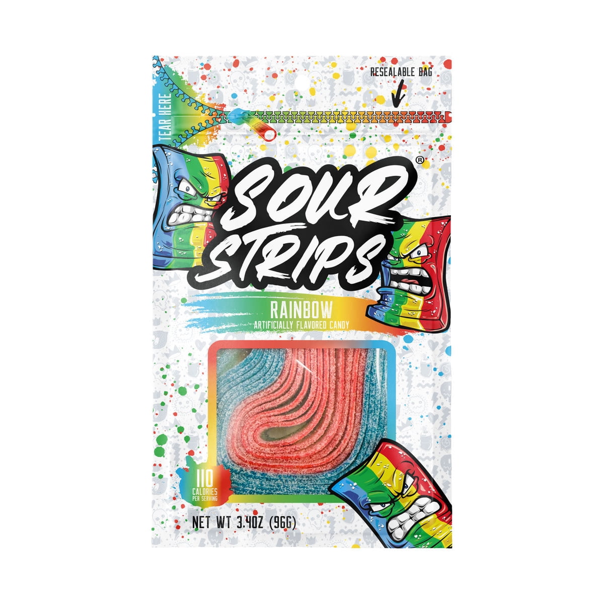 미국직구 Sour Strips Rainbow 캔디 96g 2팩 / Sour Strips Rainbow Flavored Chewy, Candy Bag, 96g, 2 2
