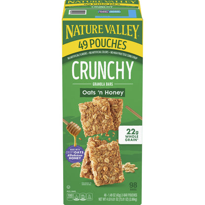 미국직구 Nature Valley Crunchy Granola Bars, Oats 'n Honey, 1.49 oz, 49 ct