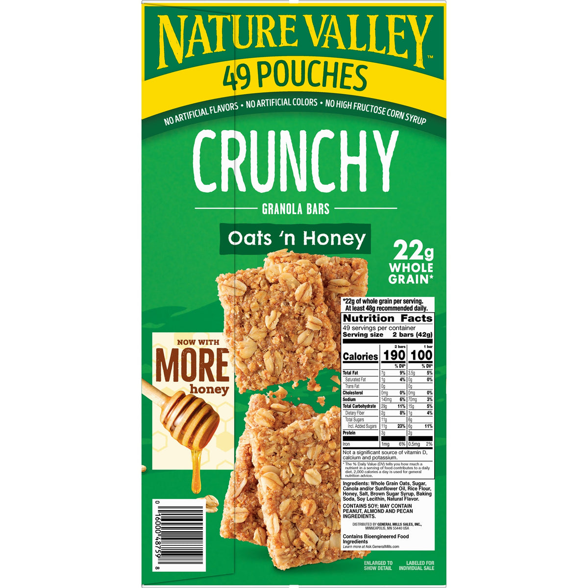 미국직구 Nature Valley Crunchy Granola Bars, Oats 'n Honey, 1.49 oz, 49 ct