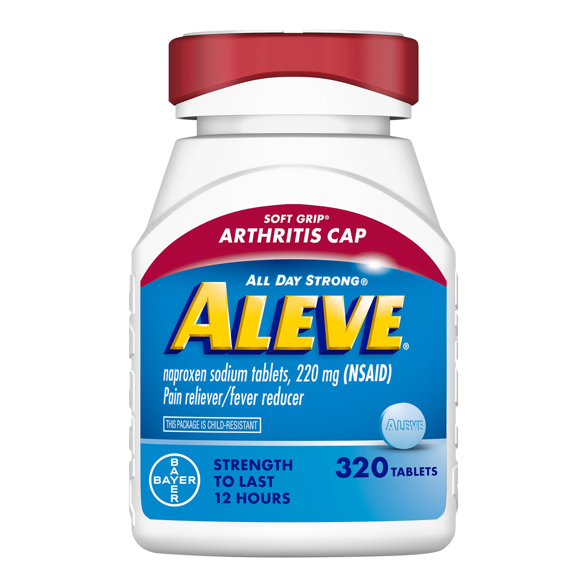 미국직구 알리브 상비약 Aleve Naproxen Sodium 220 mg. Soft Grip Arthritis Cap Pain Reliever/Fever Reducer, 320 Tablets