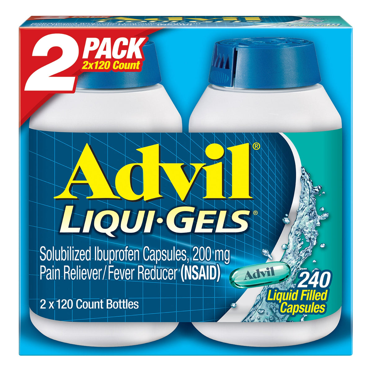 미국직구 애드빌 상비약 Advil Liqui-Gels Ibuprofen 200 mg., Pain Reliever, Fever Reducer, 240 Liqui-Gel Capsules