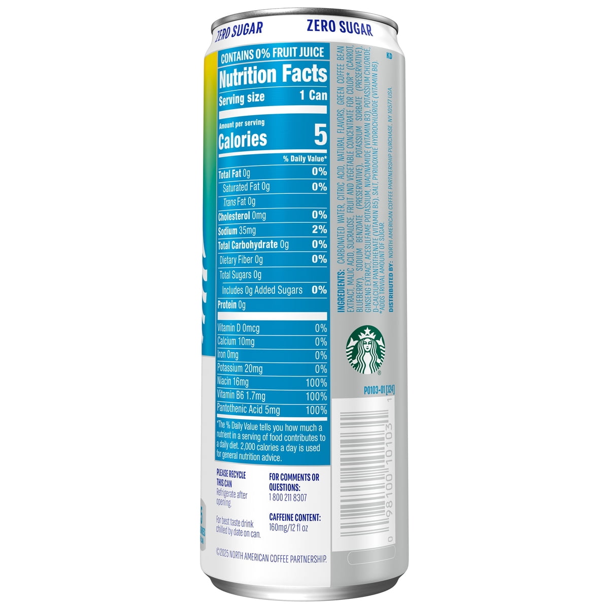 미국직구 Starbucks Iced Energy 355ml 2팩 / Starbucks Iced Energy Blueberry Lemonade 355ml Can,  2