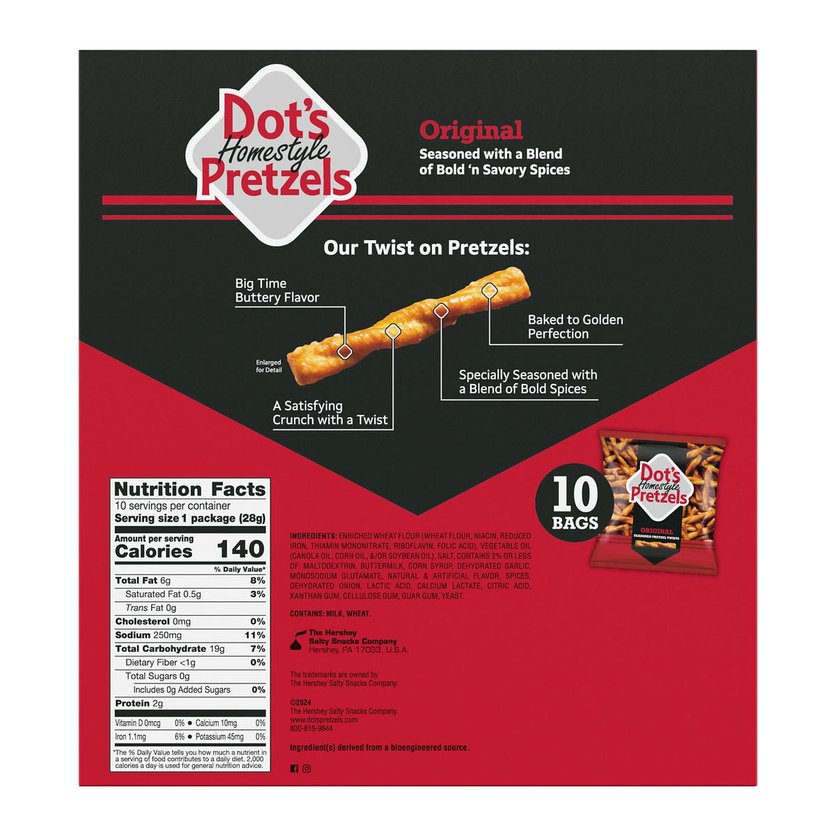 미국직구 닷츠 Homestyle Pretzels Original Seasoned Pretzel Twists Bags, 1 oz (10 Count)