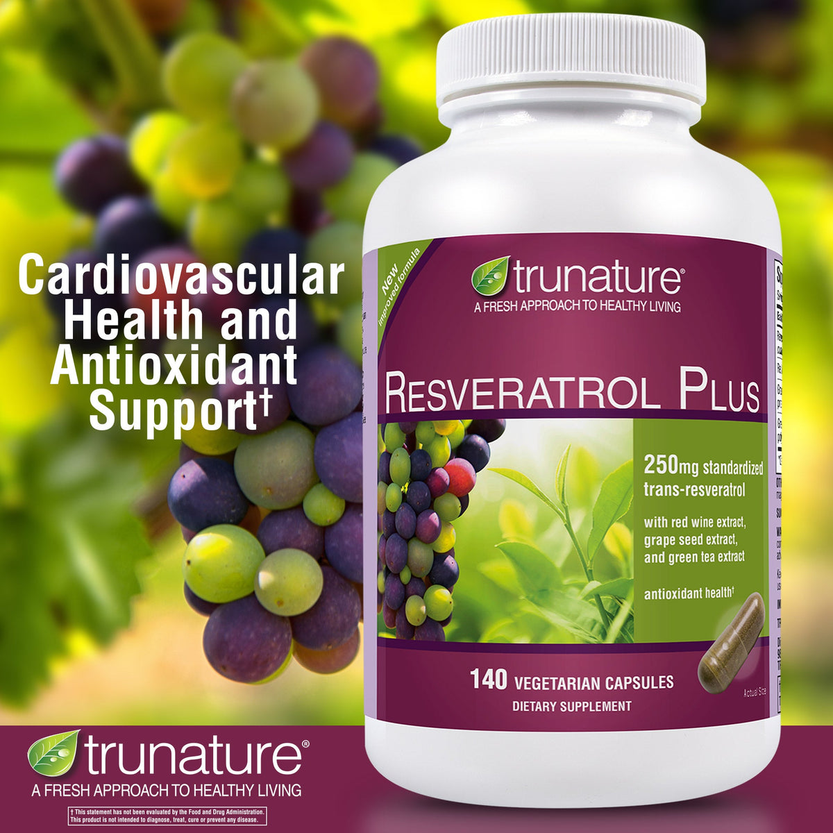 미국직구 트루네이처 영양제 trunature Resveratrol Plus, 140 Vegetarian Capsules