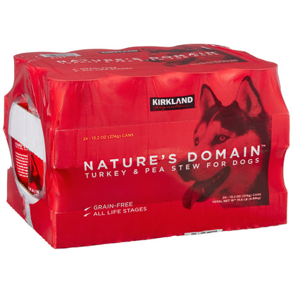 미국직구 커클랜드 강아지 사료 Kirkland Signature Nature's Domain Canned Dog Food, Turkey & Pea Stew, 13.2 oz, 24-count
